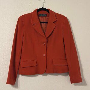 Vintage Harvé Benard Rust Orange Wool Blazer – Cropped Tailored Jacket